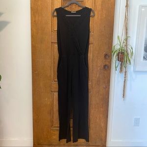Gauzey Jumpsuit sleeveless pockets black SMALL elastic waist